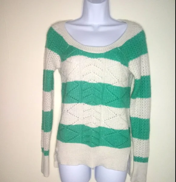 SO green and white striped knit sweater - Picture 3 of 14